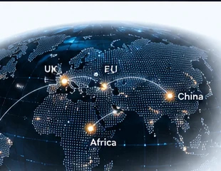 Connected digital globe representing international cyber operations